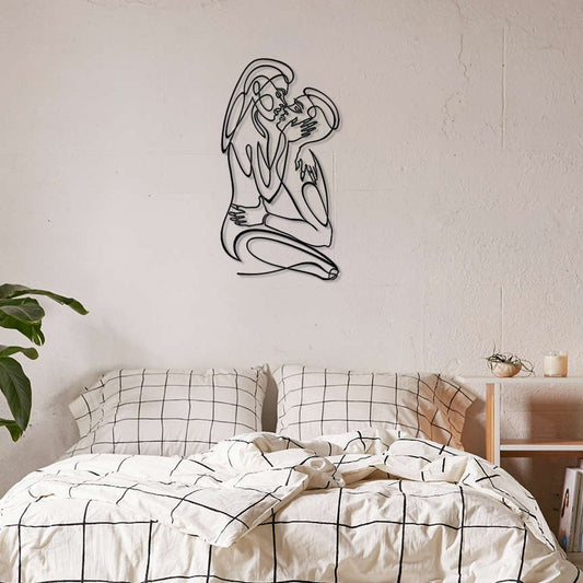 Male and Female Silhouette Metal Line Wall Art
